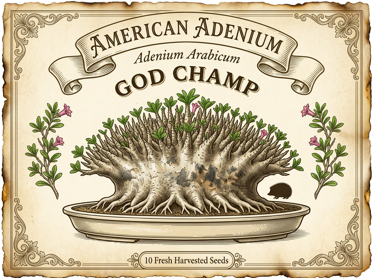 Adenium arabicum 'God Champ' — Crown-Of-Thorns Hyper-Dwarf Bonsai Seeds