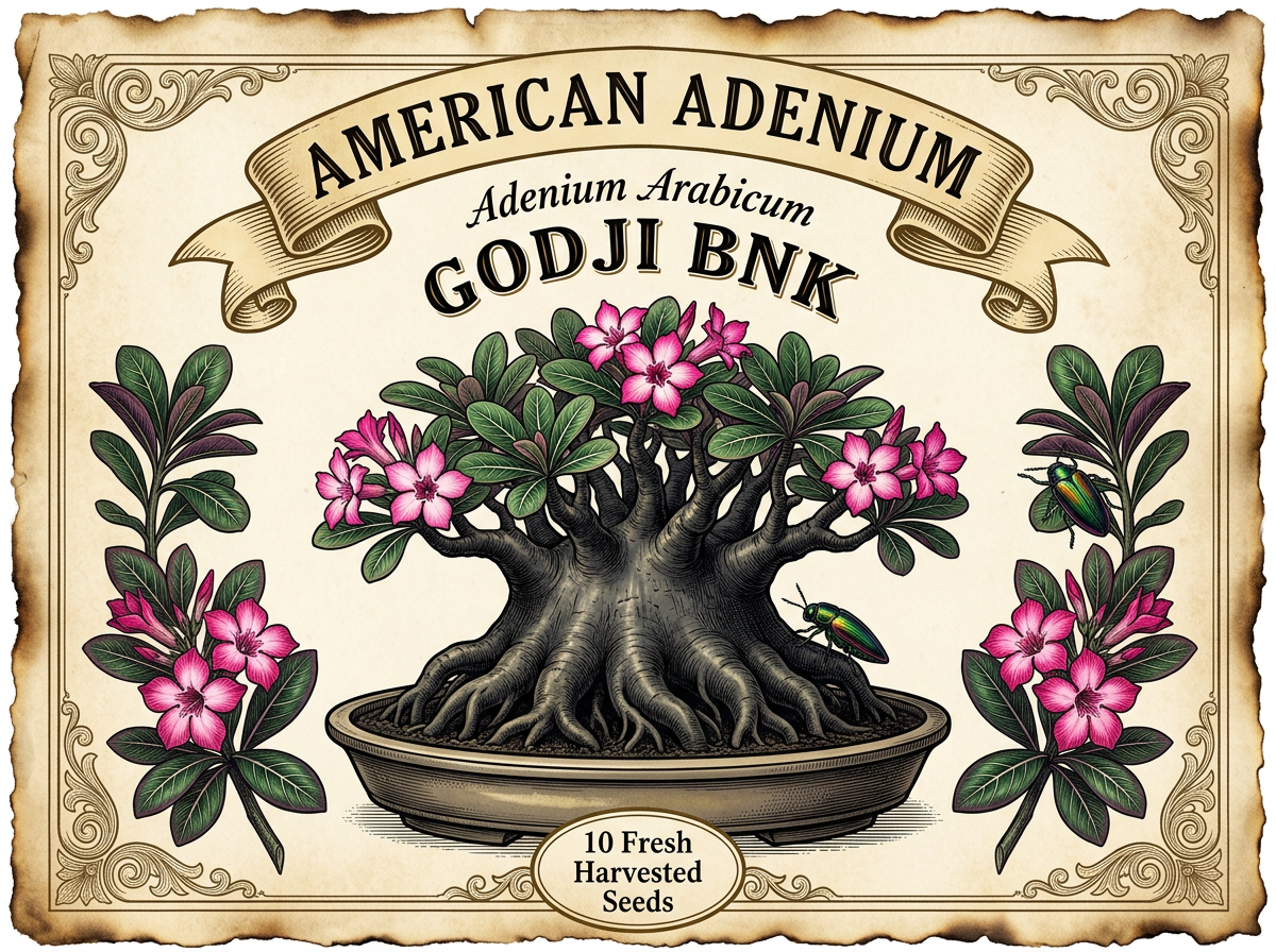Adenium arabicum 'Godji BNK' — Muscle-Bound Dark Dwarf Hybrid Seeds