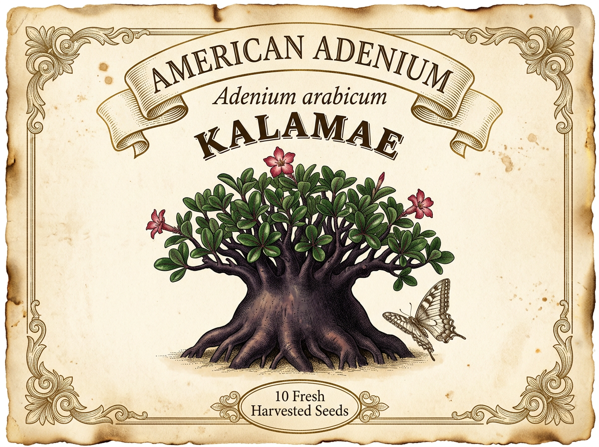 Adenium arabicum 'Kalamae' (F2) Seeds — Dark-Barked Thai Cultivar - 10 Seed Pack