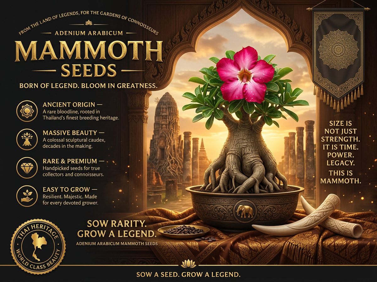 Adenium arabicum 'Mammoth' — Massive-Caudex Heavyweight Thai Hybrid Seeds