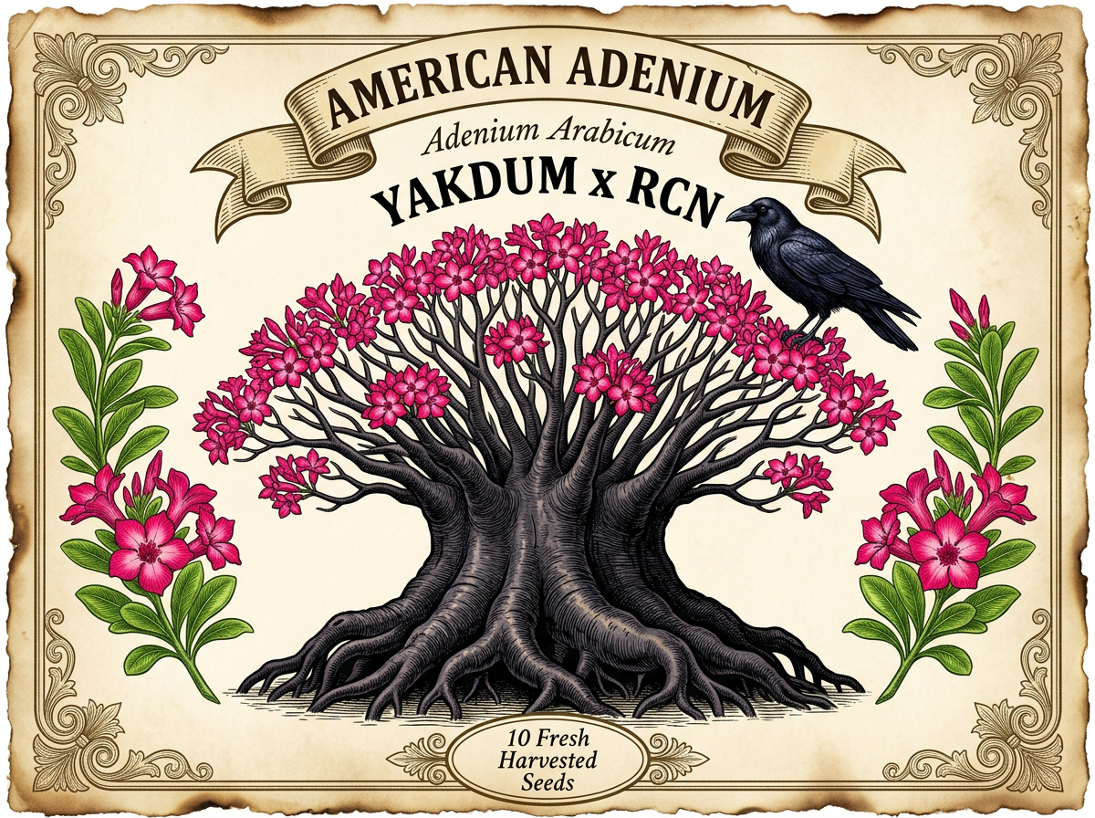 Adenium arabicum 'Yakdum' × 'RCN' — Black Queen Structural Hybrid Seeds