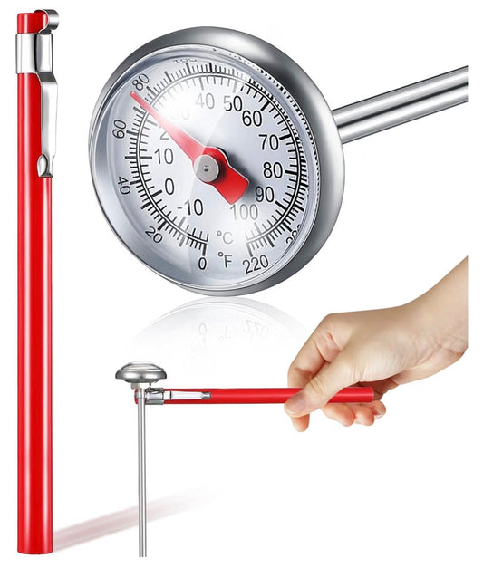 Actual analog soil thermometer for monitoring seed media temperature