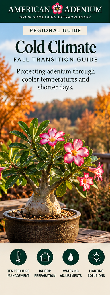 Cold Climate Adenium October fall transition guide illustration