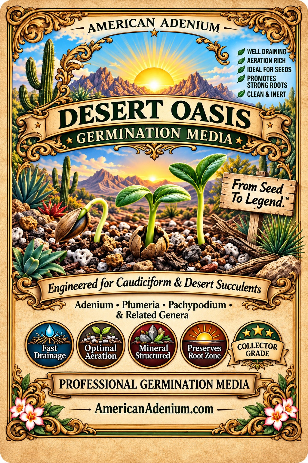 Actual Desert Oasis Germination Media packaging artwork
