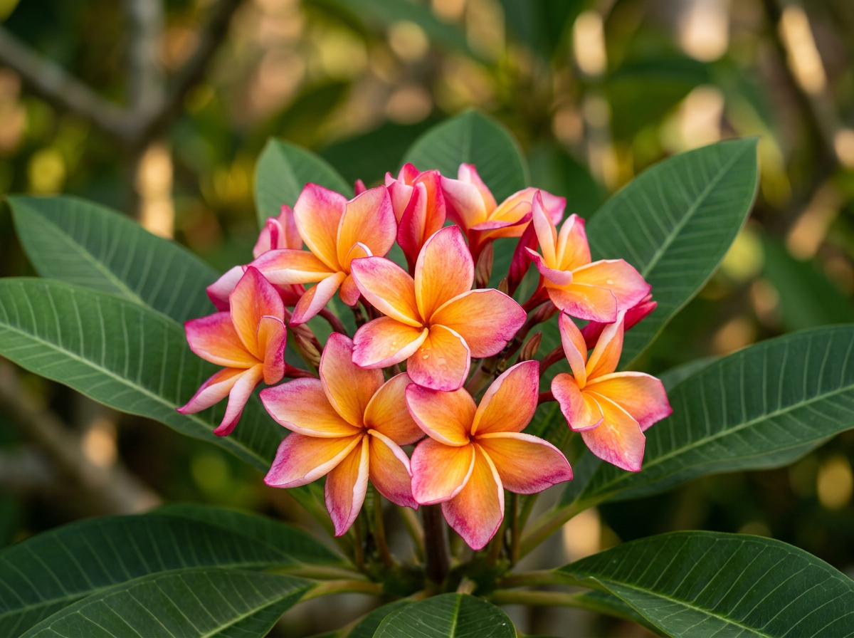 Plumeria rubra 'Amara' Seeds — Sunset Gold & Magenta Ruffled Cultivar (10 Seeds)