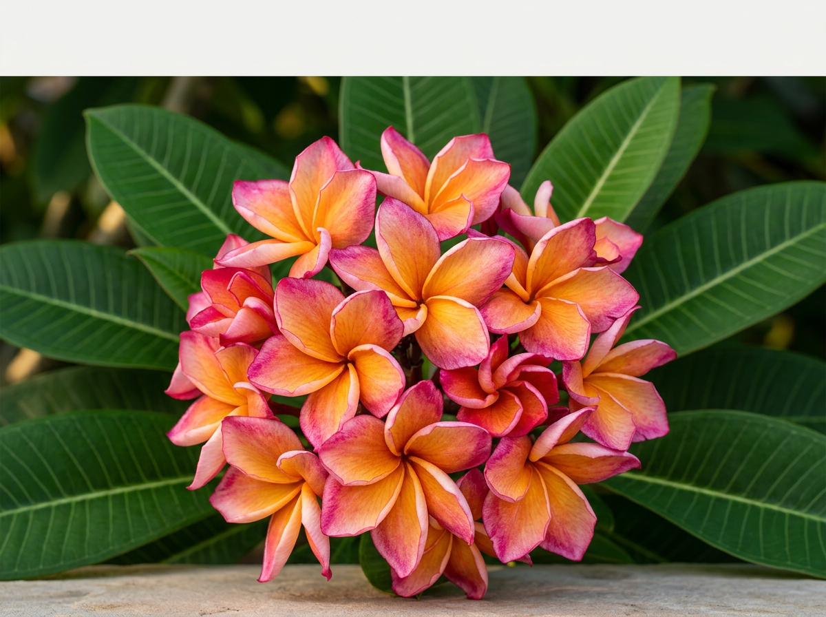 Plumeria rubra 'Amara' Seeds — Sunset Gold & Magenta Ruffled Cultivar (10 Seeds)