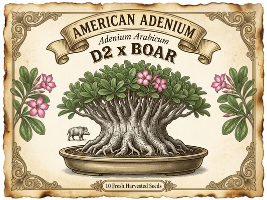 Adenium arabicum 'D2' × 'Boar' — Squat Fortress Dwarf Hybrid Seeds