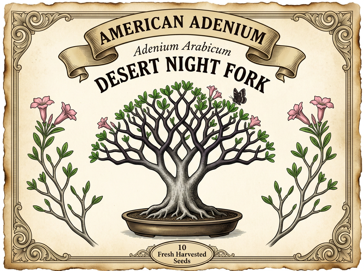 Adenium arabicum 'Desert Night Fork' — Multi-Stem Forked-Caudex Thai Hybrid Seeds
