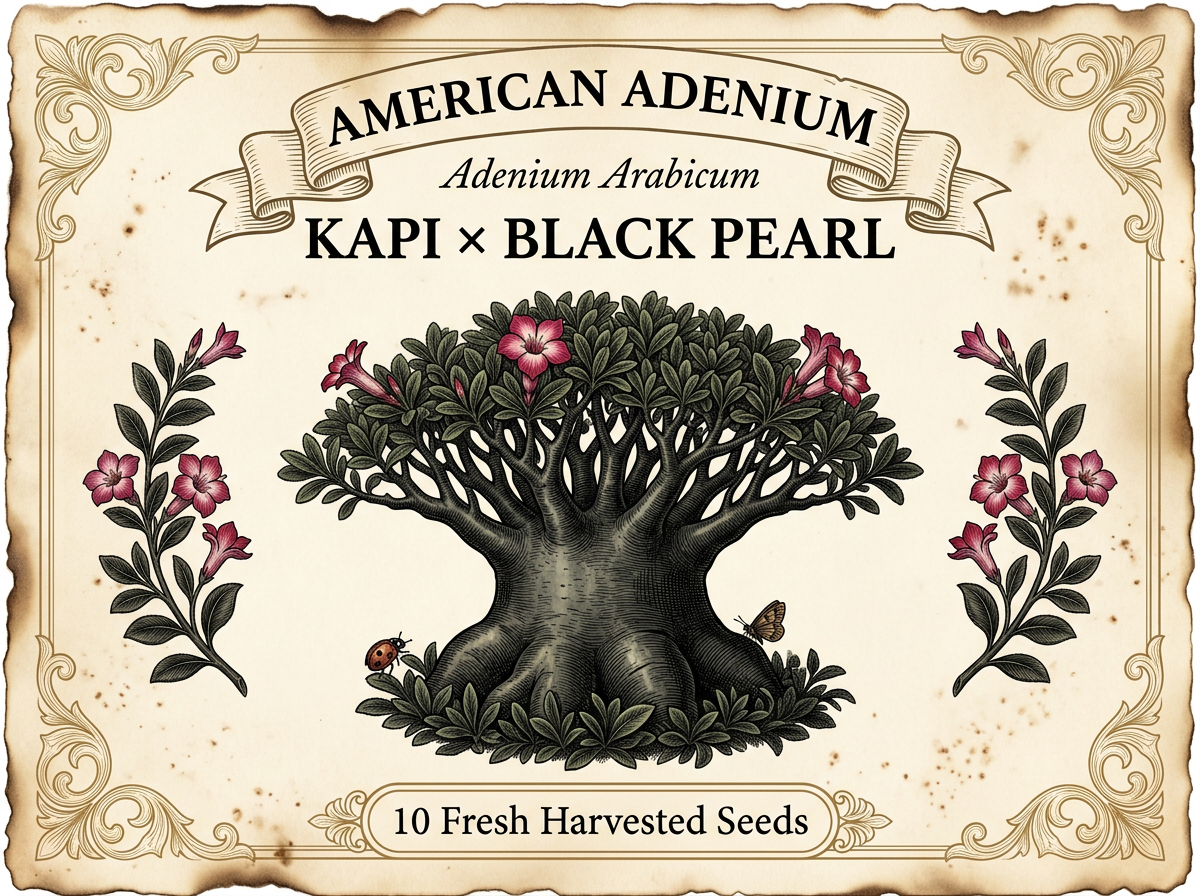 Adenium arabicum 'Kapi + Black Pearl' — Collector Arabicum Seeds