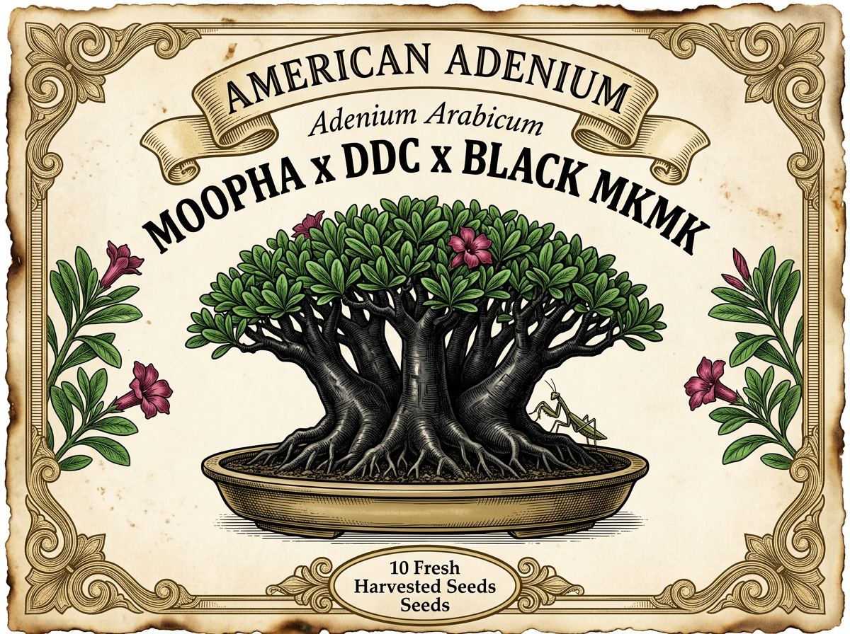 Adenium arabicum 'Moopha' × 'DDC' × 'Black MKMK' — Master-Tier Triple Hybrid Cross Seeds