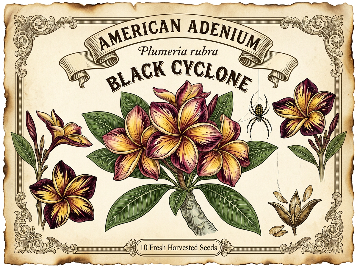 Plumeria rubra 'Black Cyclone' — Open-Pollinated Tropical Seeds 10 Seed Pack